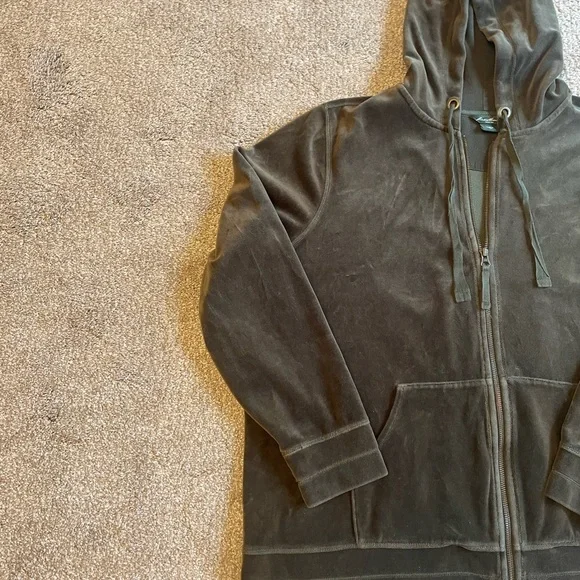 Green Velour Zip Up Hoodie and Pants Set Hoodie 3X Pants XXL Lounge Wear - Picture 5 of 16